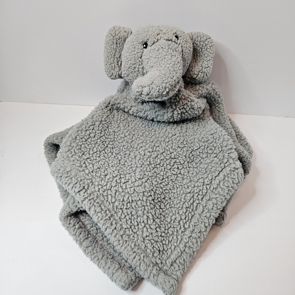 Lila & Jack Elephant Security Blanket Gray Grey Oversized Fleece Lovey Sherpa